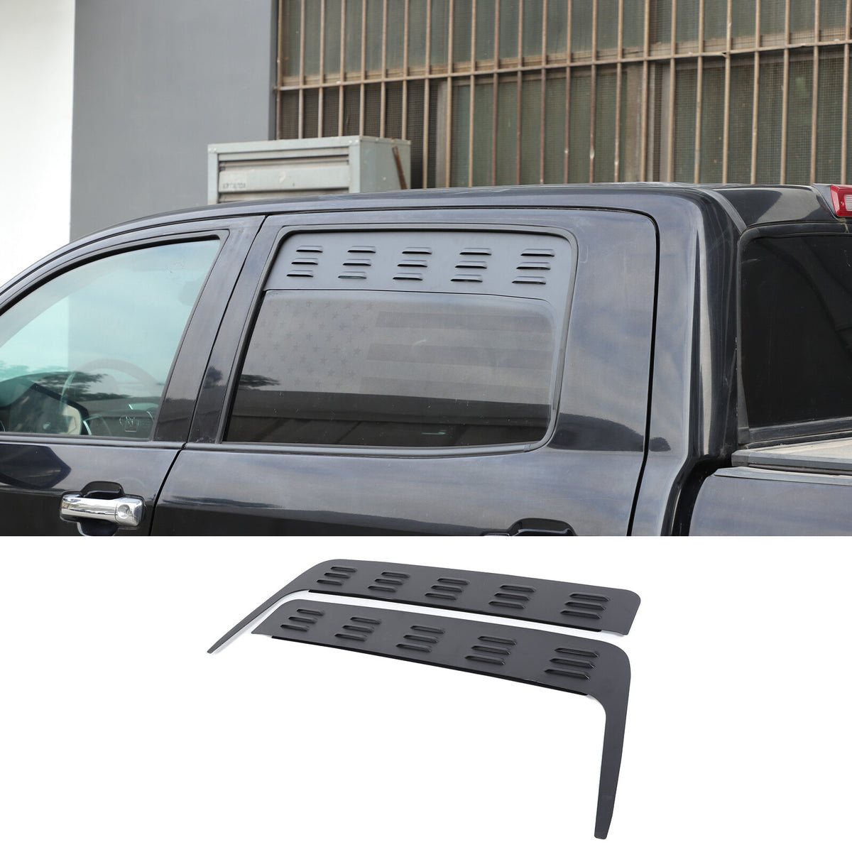 ABS Carbon fiber Rear Window Louver Shutter Cover Trim For Toyota Tundra 2014-21 13