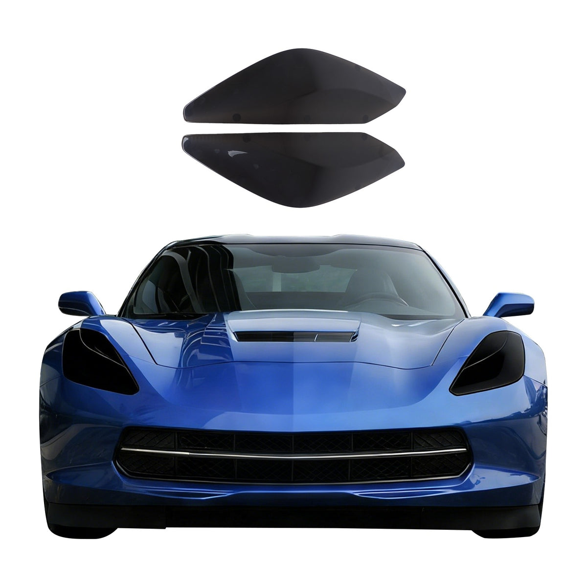Transparent Gray Smoked Black Front Headlight Cover Trim For Corvette C7 2014-19 2