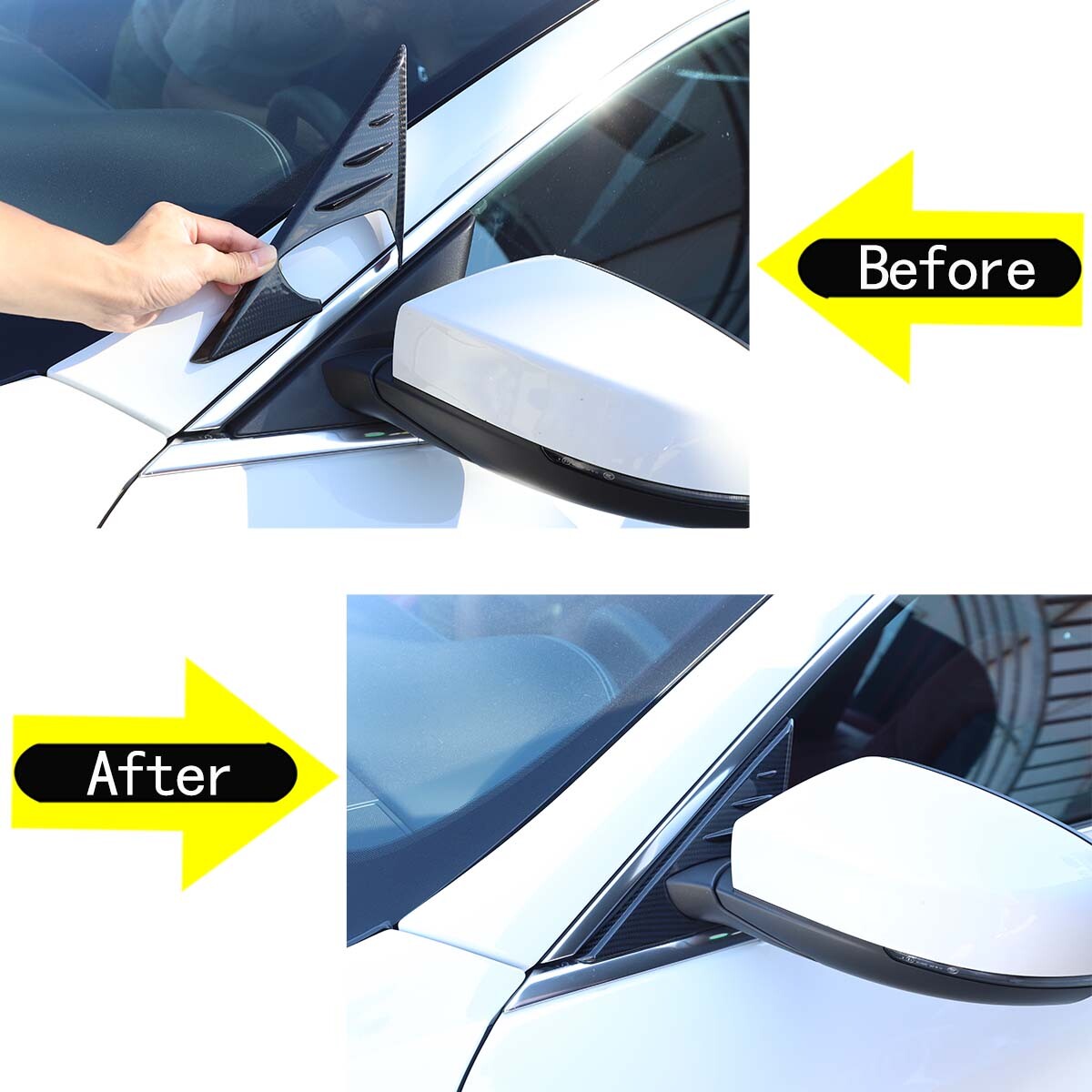 Dry Carbon Fiber Door Triangle A Pillar Cover Trim For Maserati Ghibli 2014-24 5
