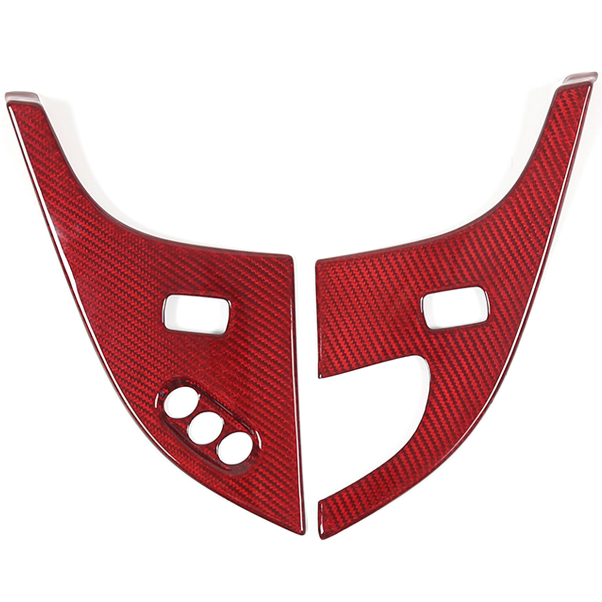 Red Real Carbon Fiber Interior Door Lock Panel Trim For Corvette C6 2005-2013 12