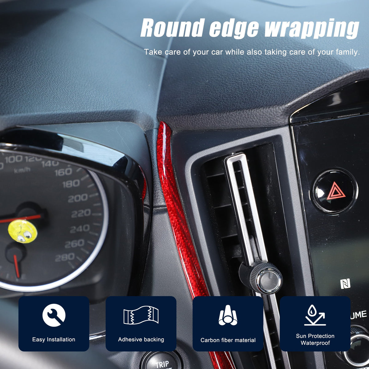 Red Real Carbon Fiber Navigation Screen Frame Trim For Subaru WRX VB MT 2022+ 13