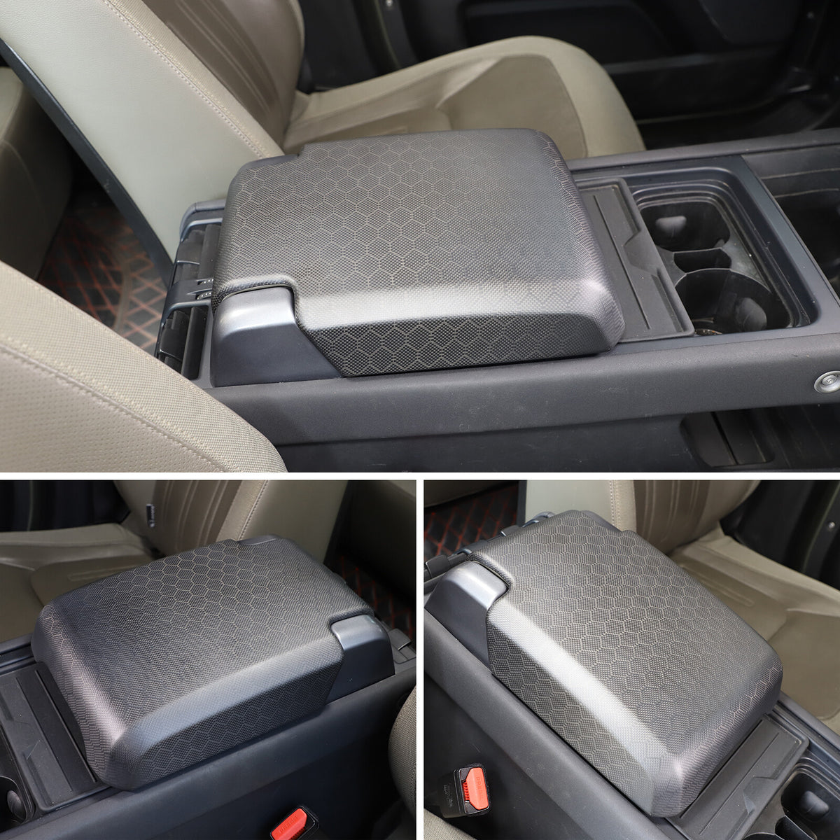 Matte Honeycomb Carbon Fiber Storage Armrest Cover For Land Rover Defender 2020+ 21