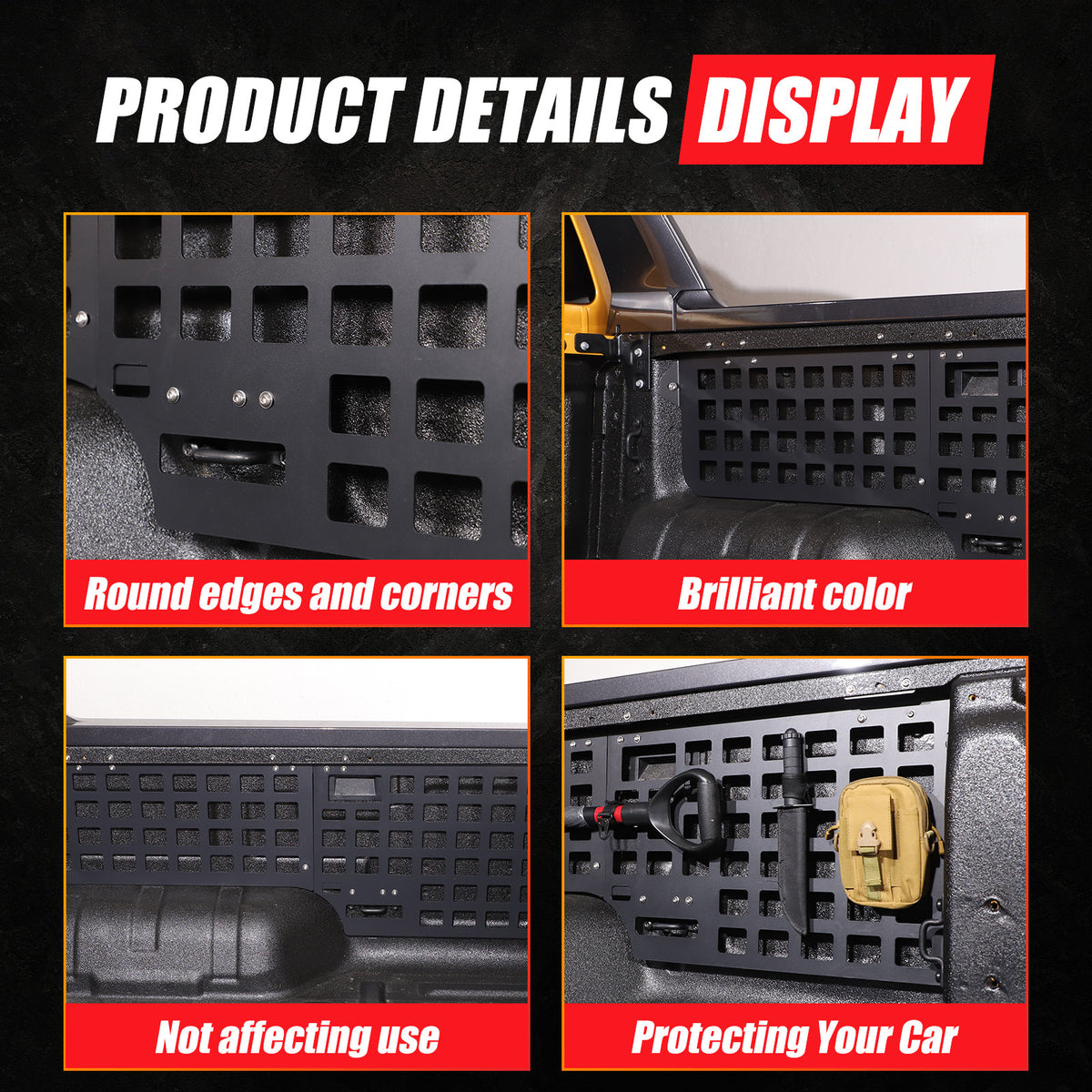 Right Side Tailgate Molle Panel Trunk Bed Storage Organizer For Ford Ranger 24+ 11