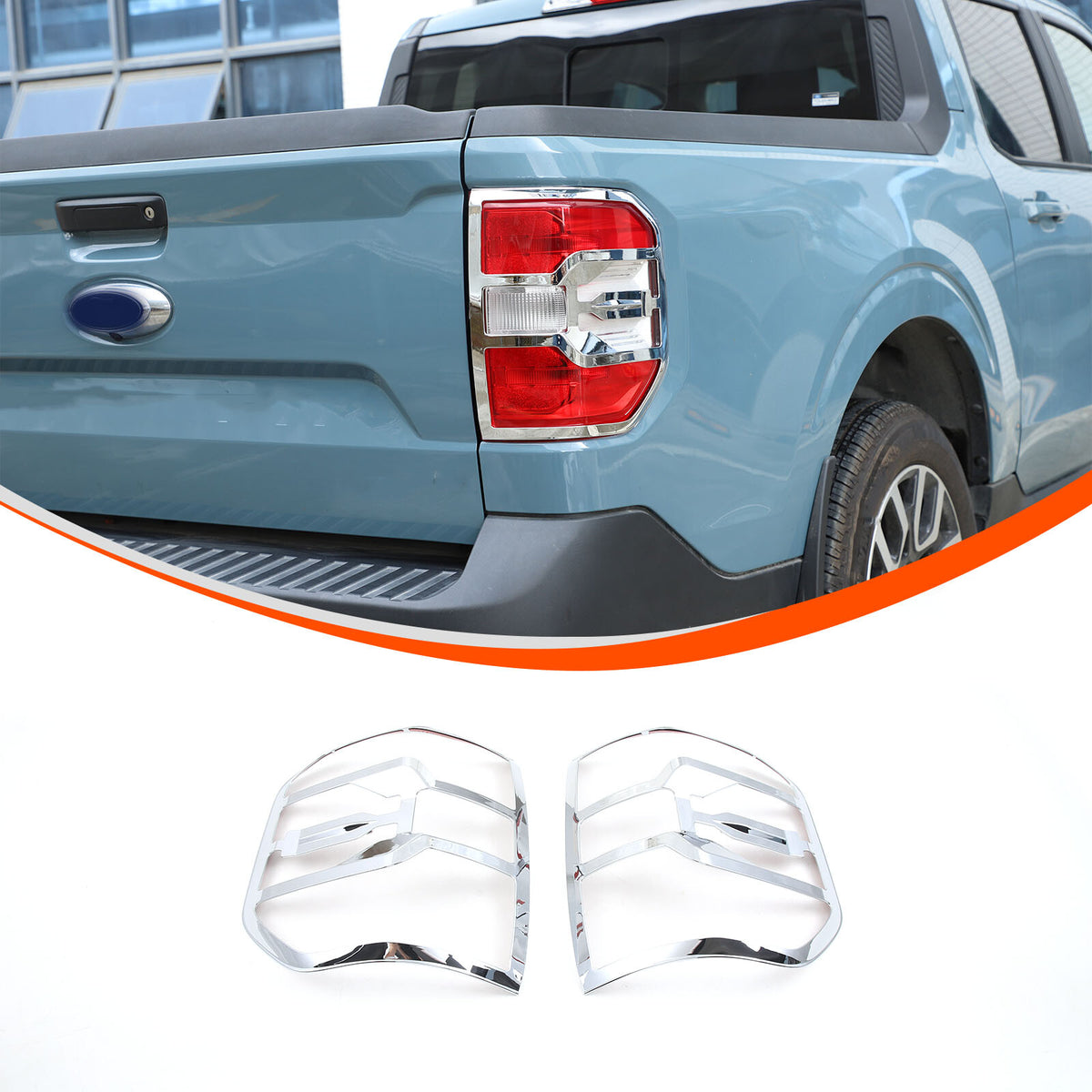 Chrome Silver Rear Taillight Trim Cover Bezel For Ford Maverick 2022-2024 11