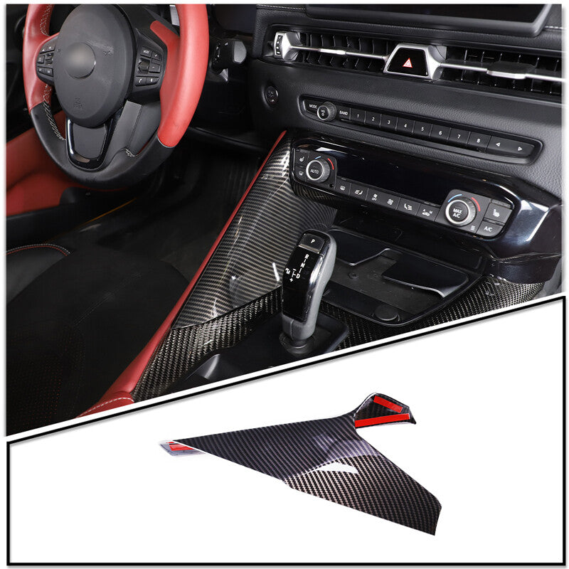 ABS Carbon Fiber Interior Gear Shift Panel Side Trim For Toyota Supra 19-24 11