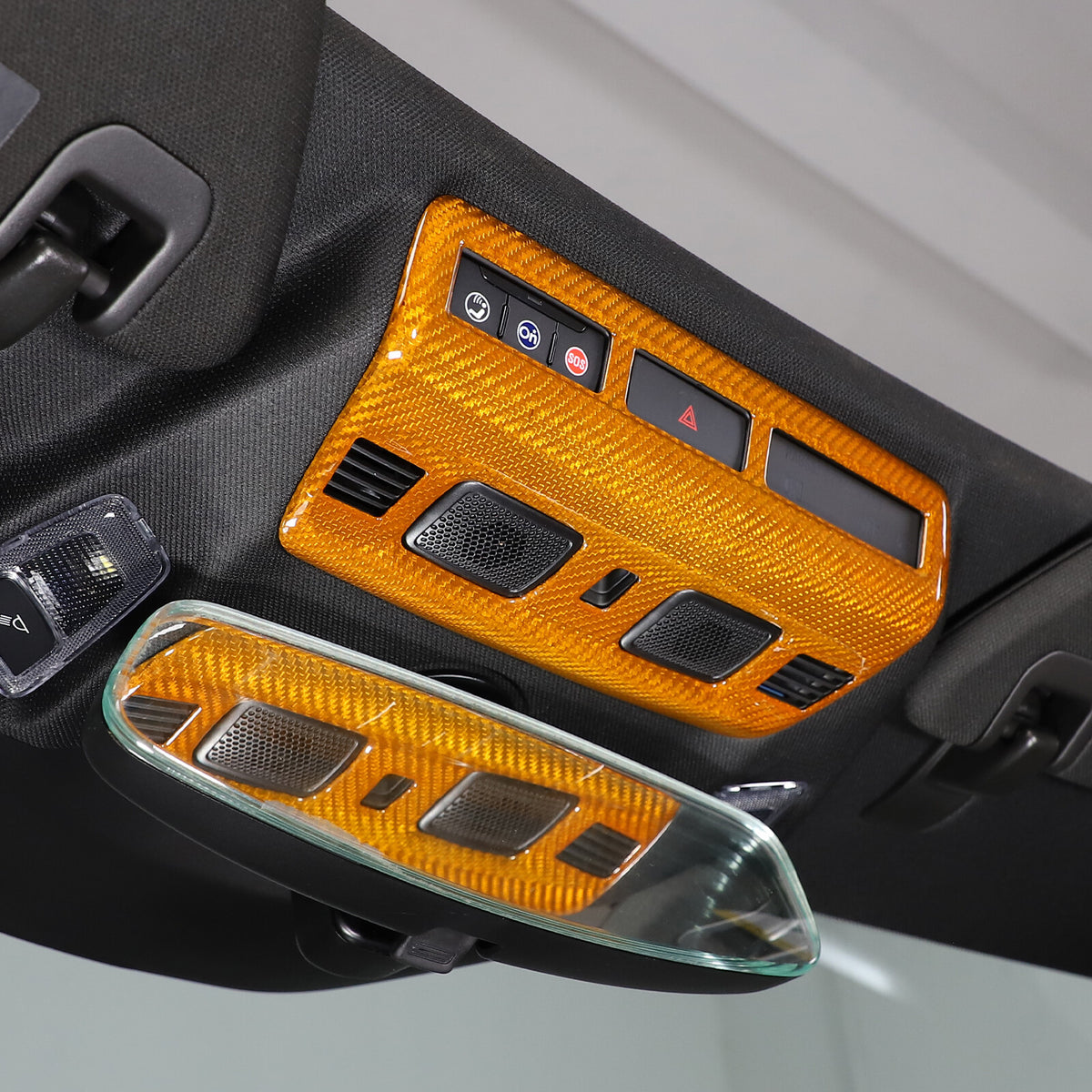 Yellow Carbon fiber Roof Reading Light Panel Trim For Corvette C8 2020-26 2