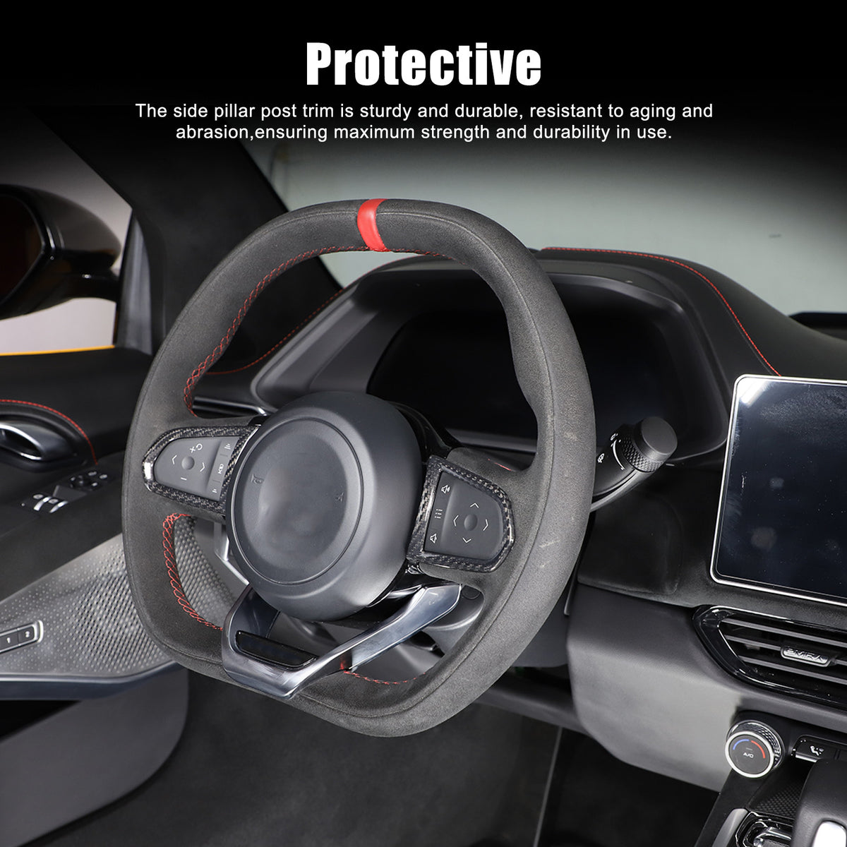 Real Carbon Fiber Steering Wheel Button Cover Trim For Lotus EMIRA 2021-25 US 5