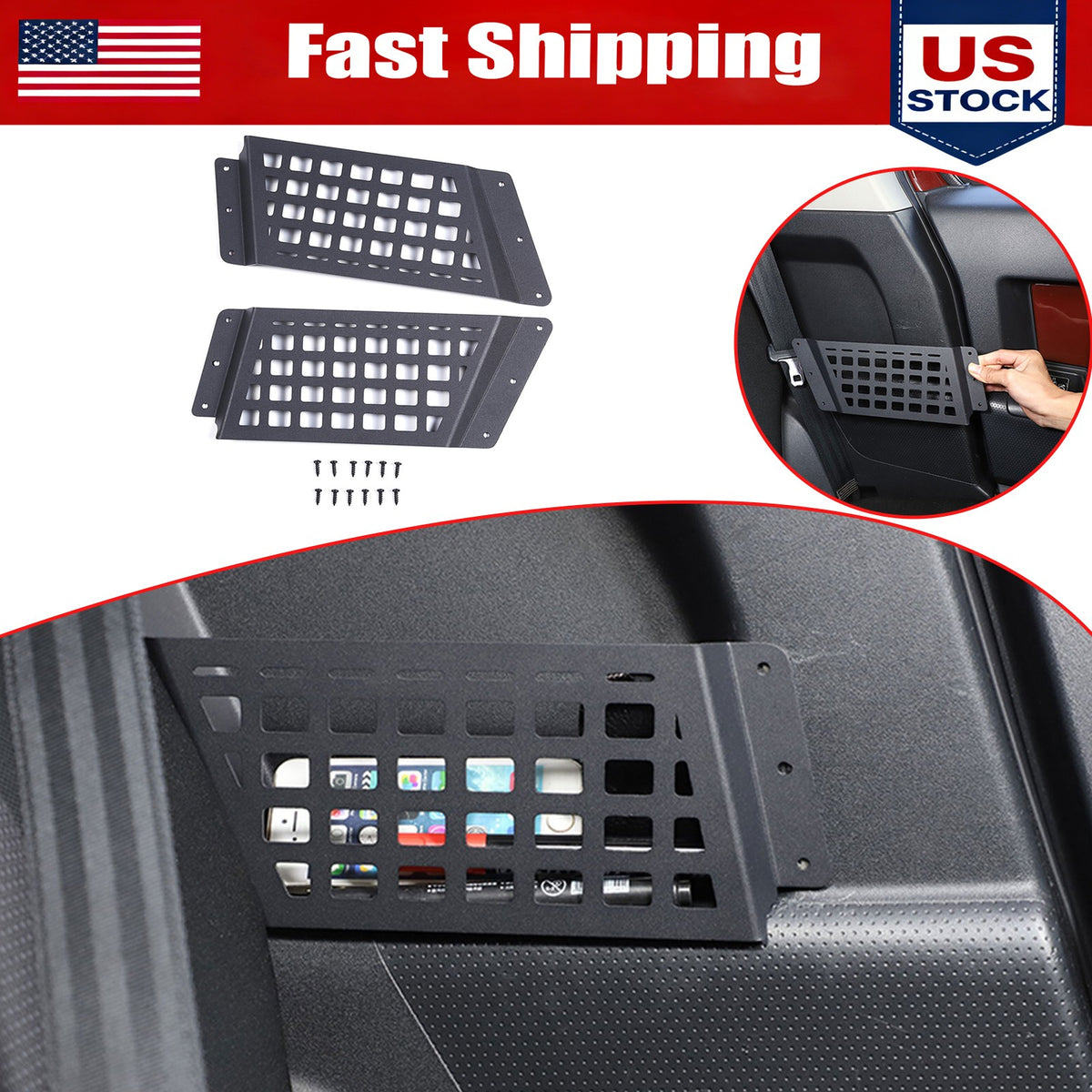 Rear Side Storage Panel Basket Box Tray For Toyot-a FJ Cruiser 2007-2021 US 1