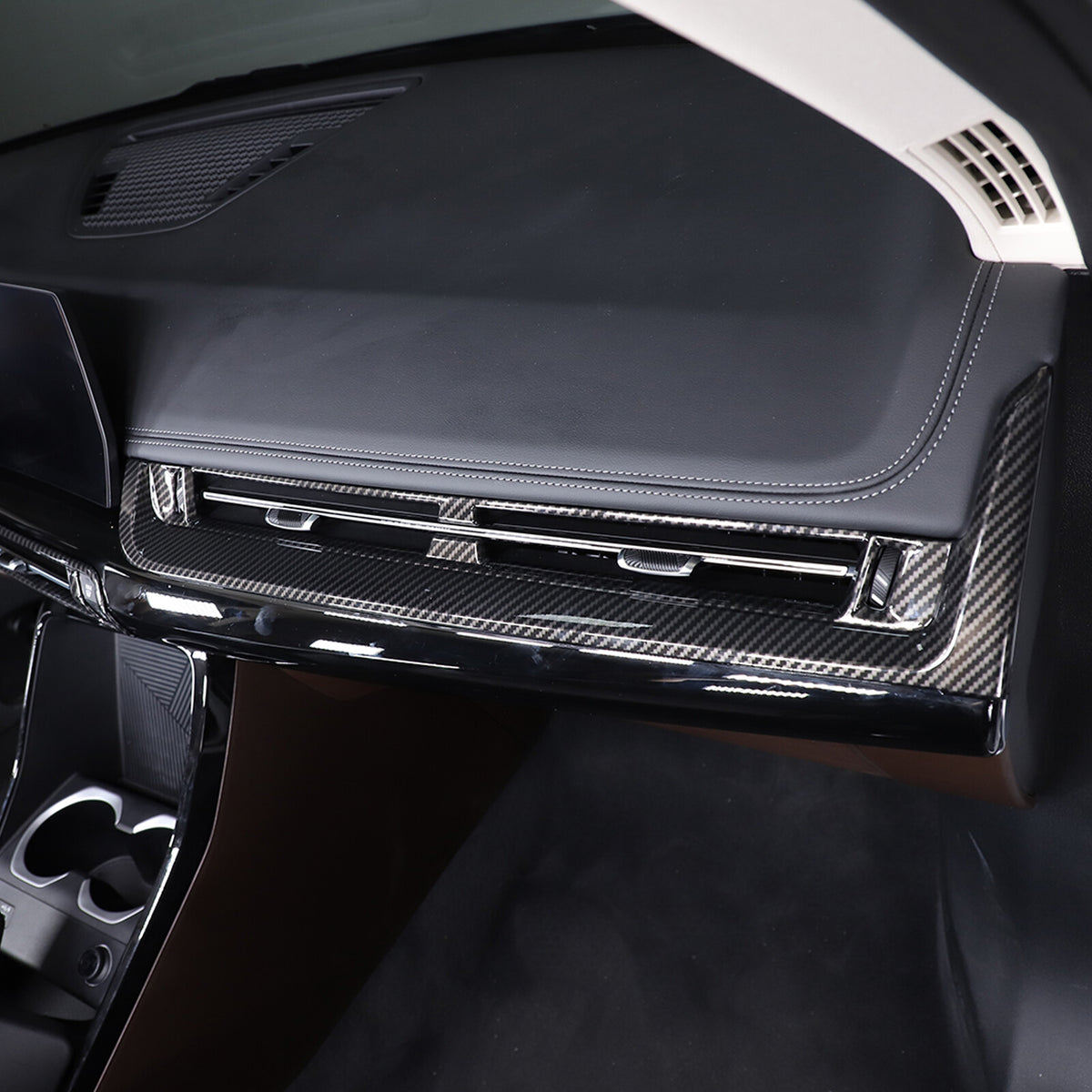 ABS Carbon fiber Center Console air outlet frame Trim For BMW X1 U11 2023-24 11