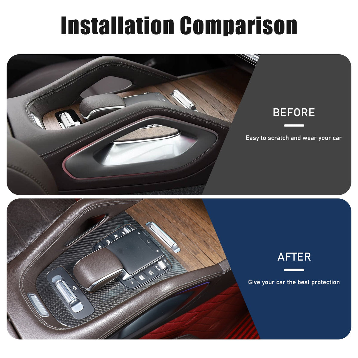 Real Carbon Fiber Gear Shift Panel Trim Cover For Benz GLE V167/GLS X167 2020+ 8