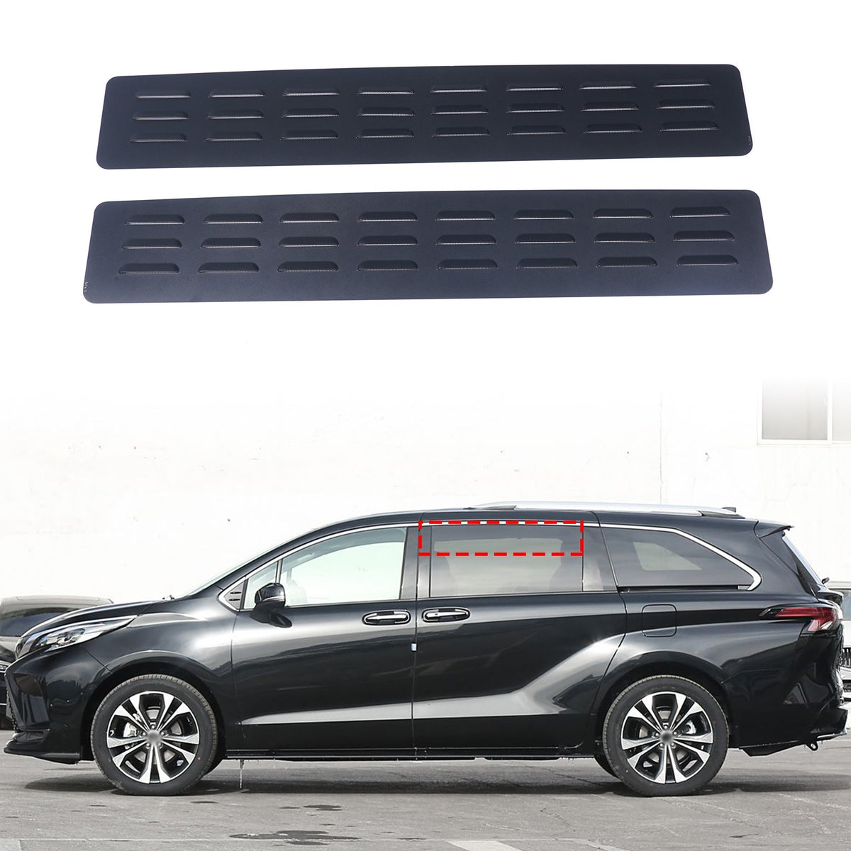 Alloy Rear Row Rear Window Louver Shutter Trim For Toyota Sienna XSE 2021+ US 13