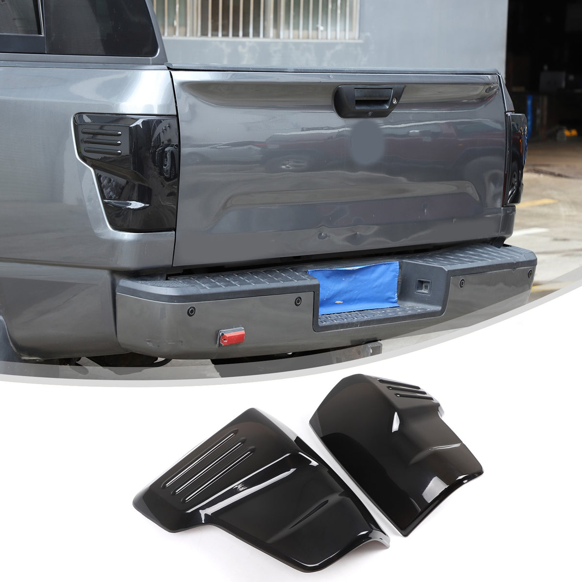 Transparent Gray ABS Tail Light Smoked Cover Trim For Nissan Titan 2016-2023 17