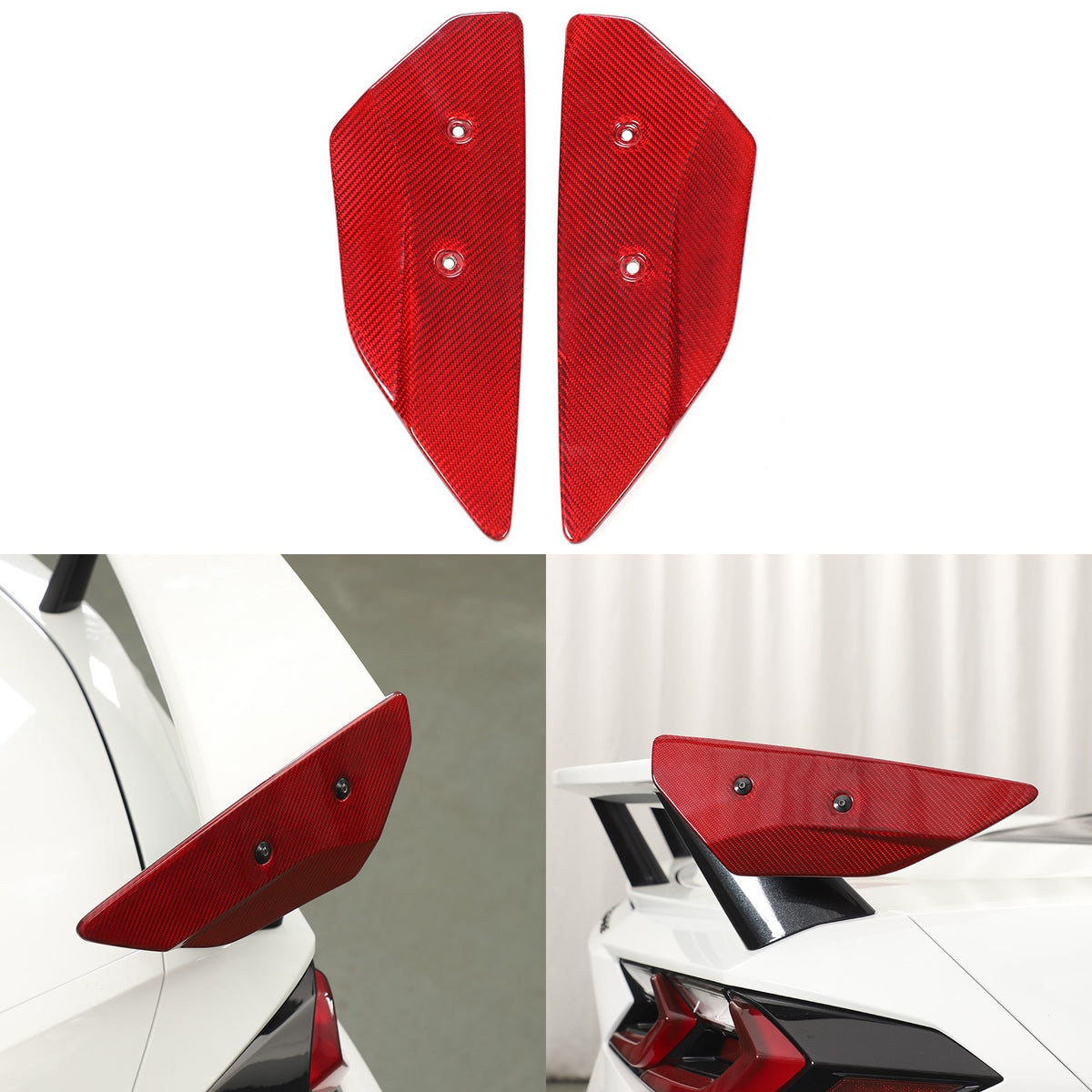 Replacement Red Real Carbon Fiber Rear Spoiler Panel Trim For Corvette C8 2020+ 11