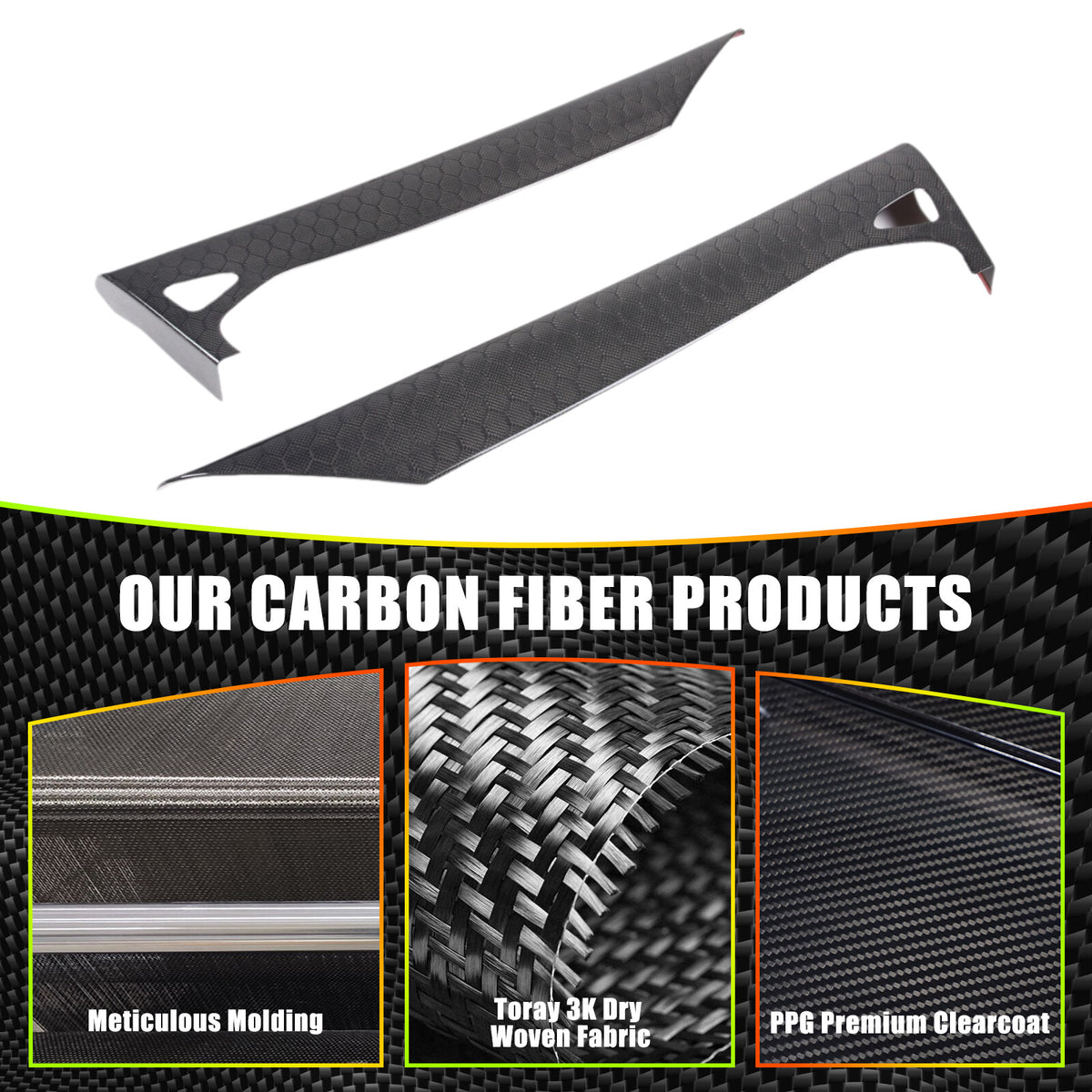 Real Honeycomb Carbon Fiber Interior Door Upper Panel trim Cover For Corvette C8 19
