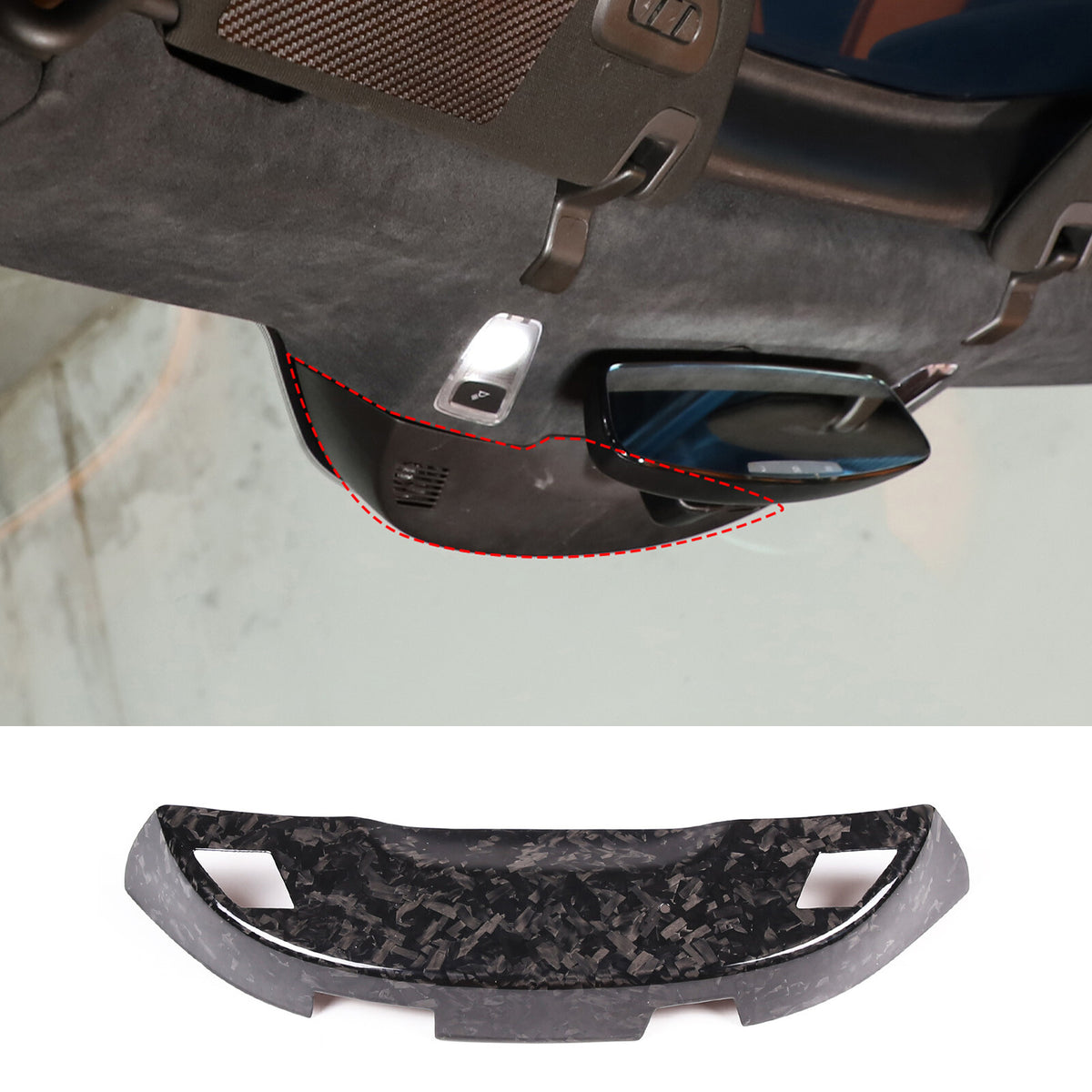 Forged Carbon Fiber Inner Rearview Mirror Base Cover Trim For Corvette C7 14-19 2
