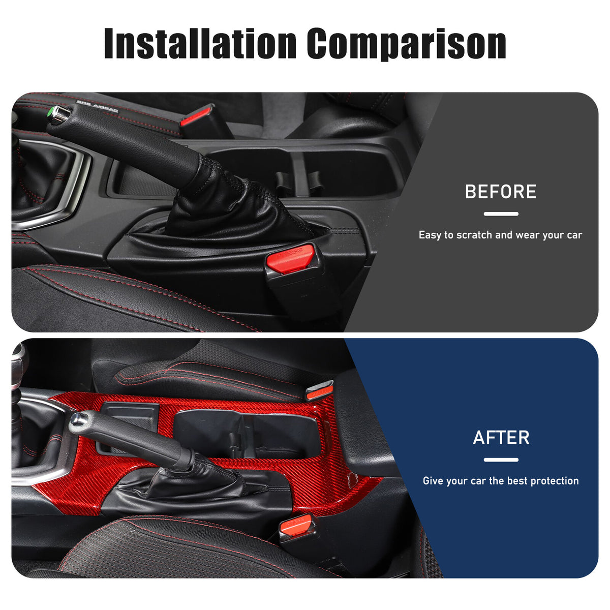 Red Real Carbon Fiber Center Console Cup Holder Trim For Subaru WRX VB 2022+ MT 21
