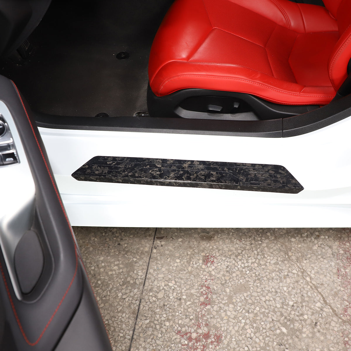 Forged Carbon Fiber Door Plate Sill Scuff Cover Trim For C8 Corvette 2020-26 10