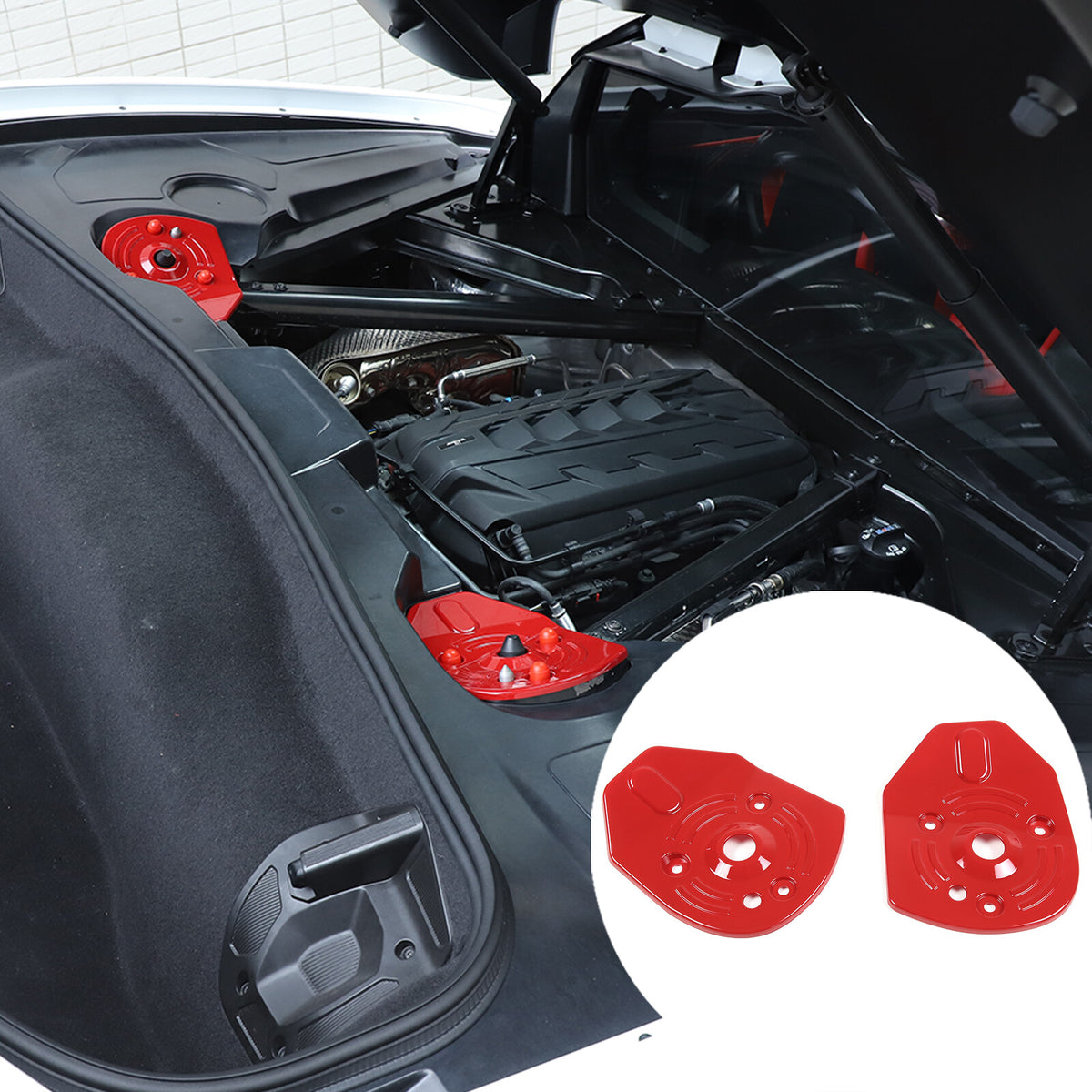 Red Full Interior Set Dash Panel Decor Cover Trim Kit For Corvette C8 2020-25 - Variants 21-21 16