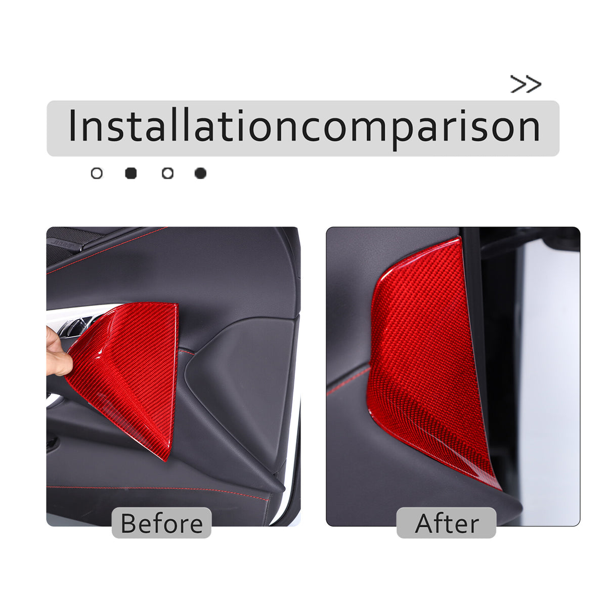 Red Carbon Fiber Dashboard Anti-collision Door Panel Trim Cover For Corvette C8 3