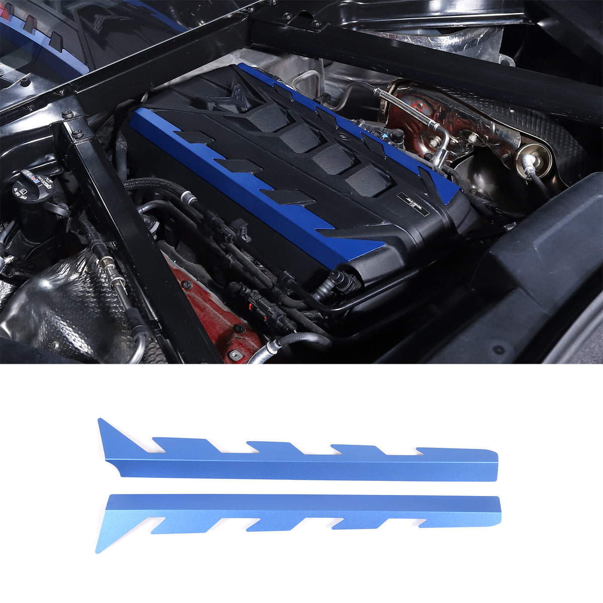 Blue Aluminum Engine Bay Engine Side Cover Plate Trim For Corvette C8 2020-26 18