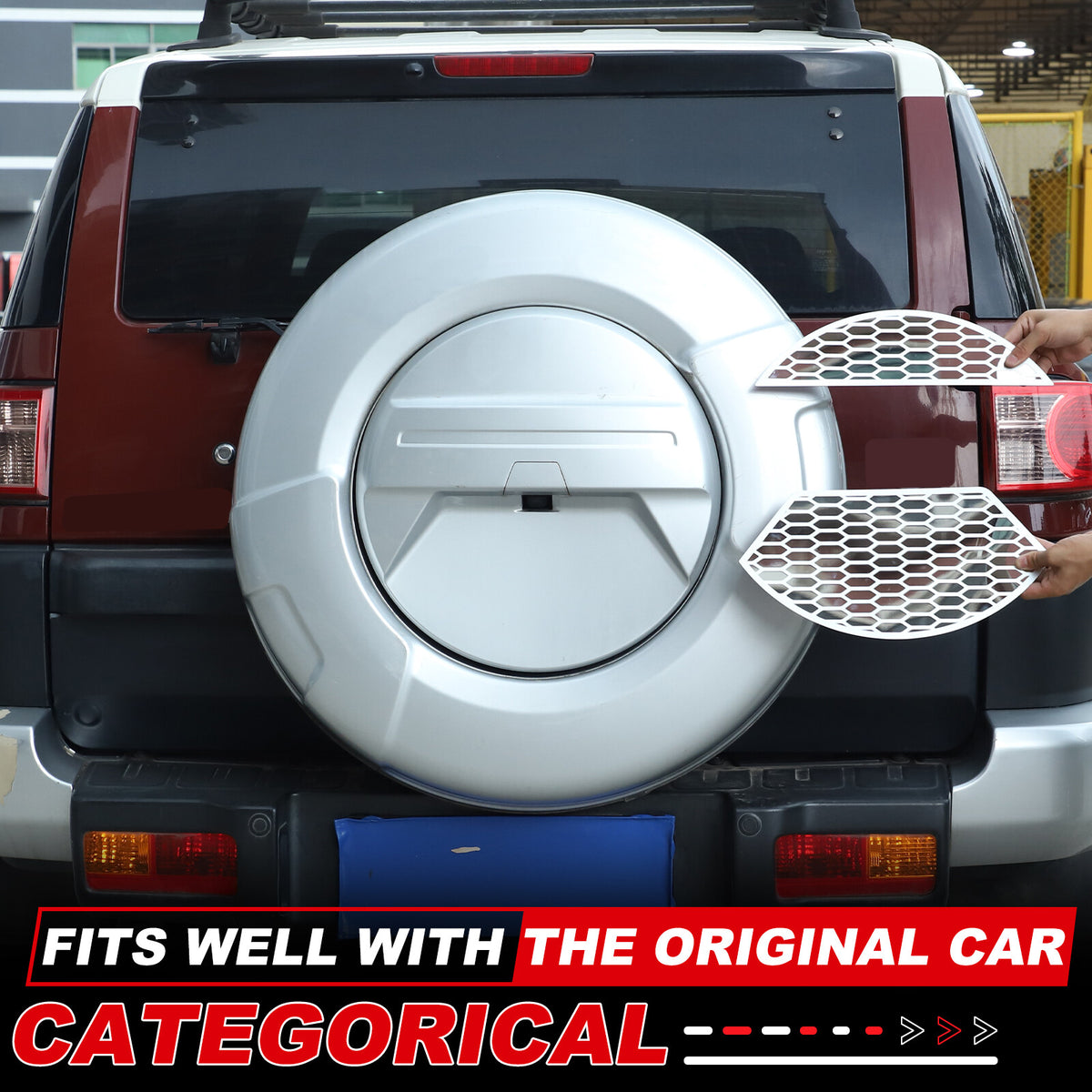 Silver Alloy Spare Tire Trim Cover Patch For Toyota FJ Cruiser 2007-21 6