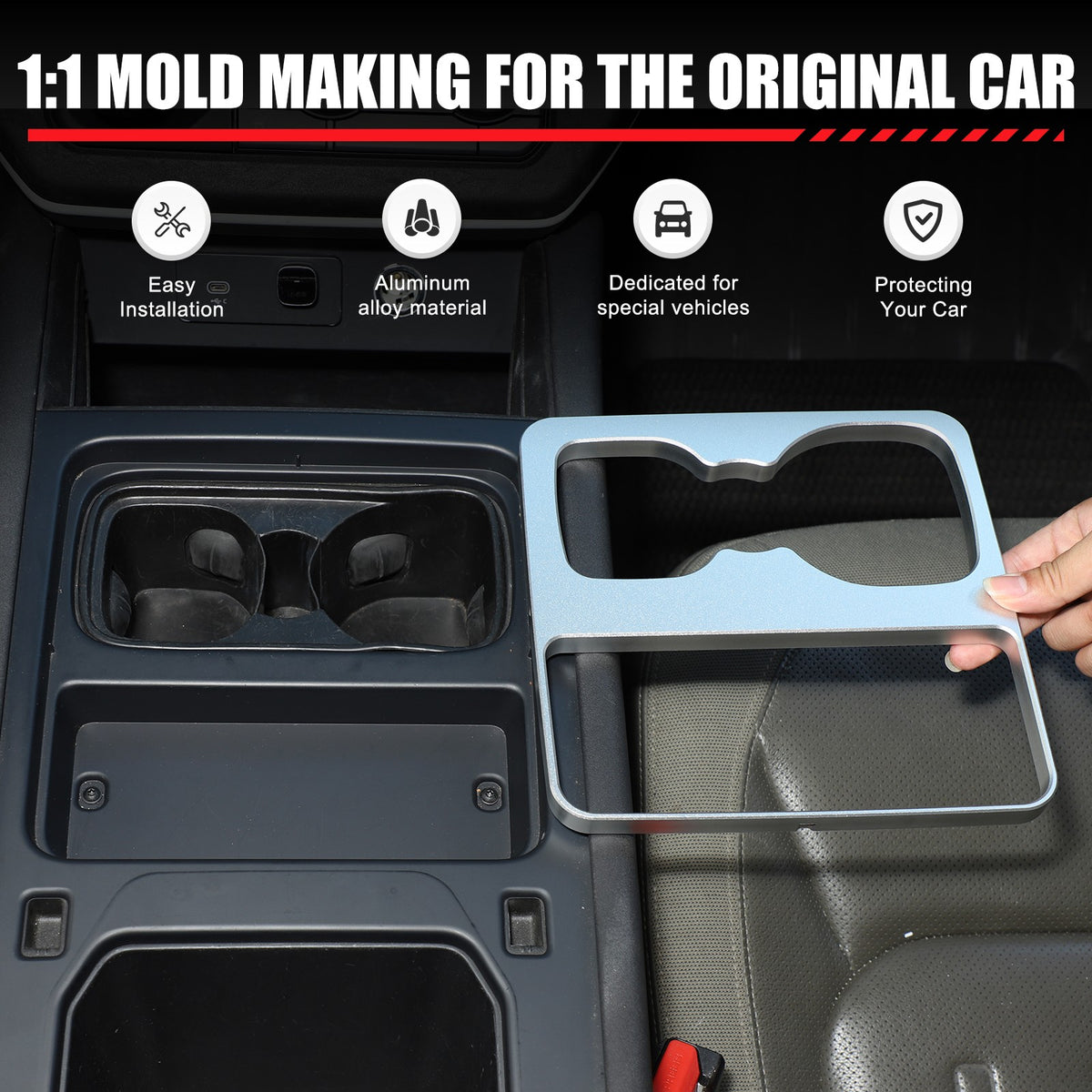 Silver Aluminum Cup Holder Elevation Pad Trim For LR Defender L663 2020-2021 17