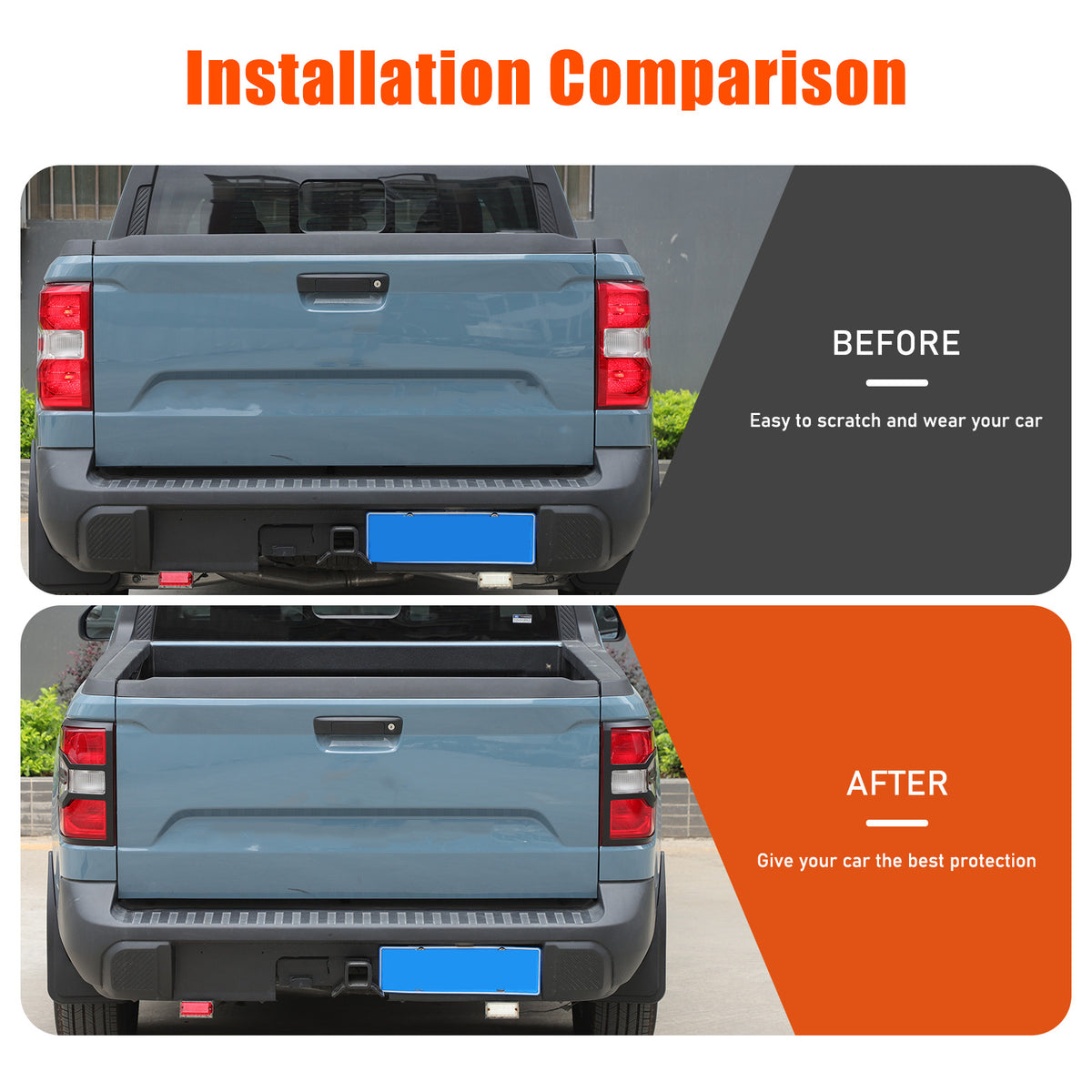 Matte Black Rear Taillight Trim Cover Bezel For Ford Maverick 2022-2024 US 13