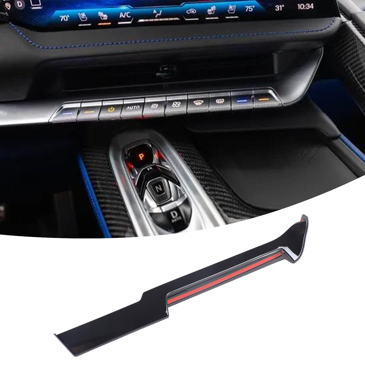 Glossy Piano Black Center Console Air Vent Trim Cover For Corvette C8 2026+ 19
