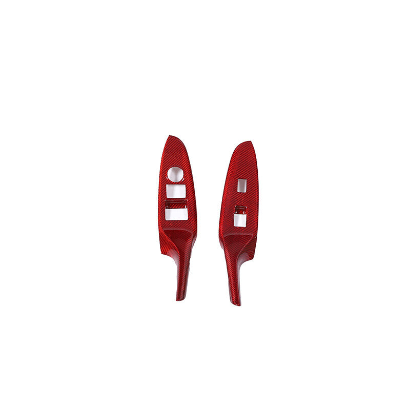 Red Real Carbon Fiber Window Lift Switch Button Trim For Mazda MX-5 Miata 16-23 14