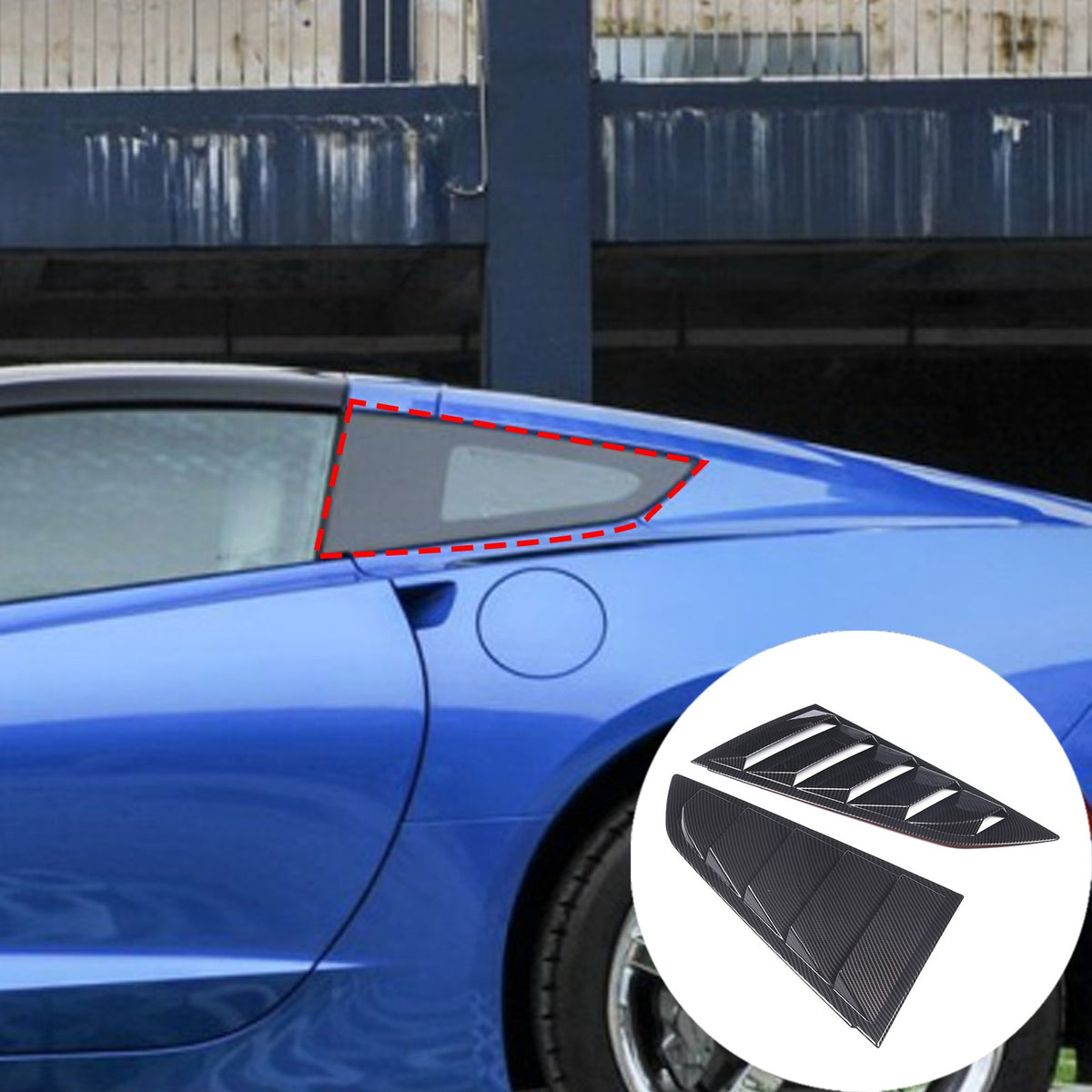 ABS Carbon Fiber Rear Side Window Louver Shutter Trim For Corvette C7 2014-2019 6