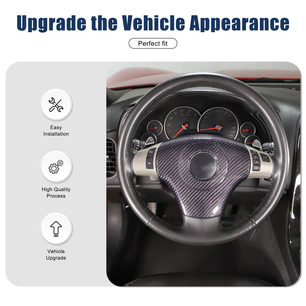 Real Carbon Fiber Center Steering wheel trim cover For Corvette C6 2005-2013 7