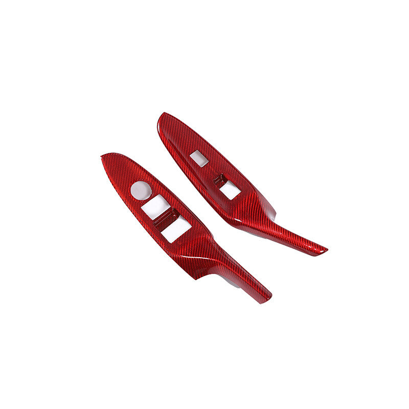 Red Real Carbon Fiber Window Lift Switch Button Trim For Mazda MX-5 Miata 16-23 12