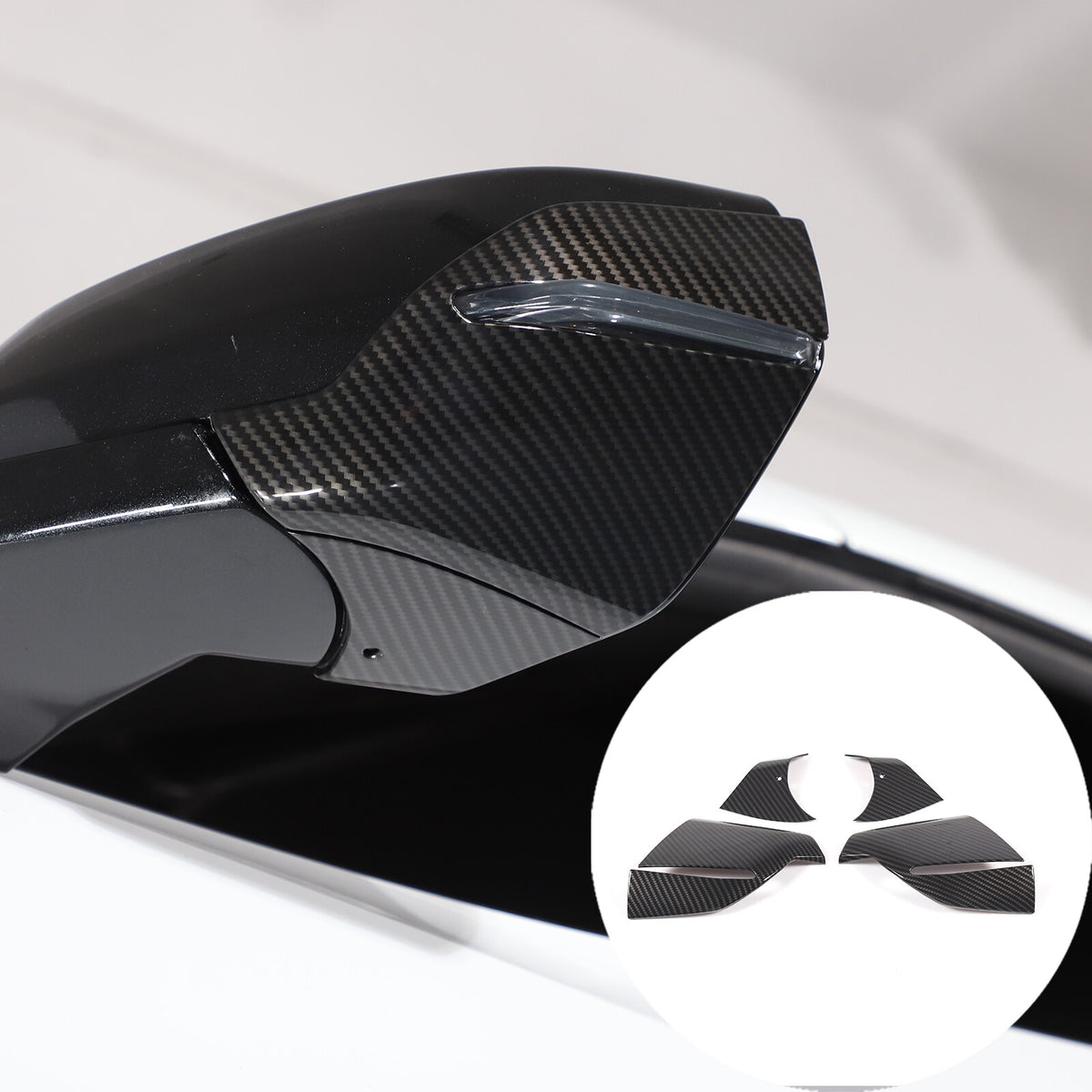 ABS Carbon Fiber rearview mirror base cover trim decor For Corvette C8 2020-2026 3
