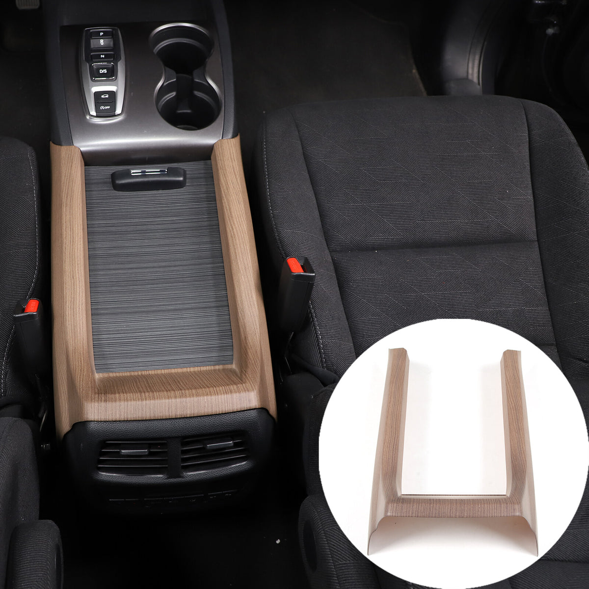 ABS Wood Grain Center Console Armrest Box Side Panel Trim for Honda Pilot 15-22 2