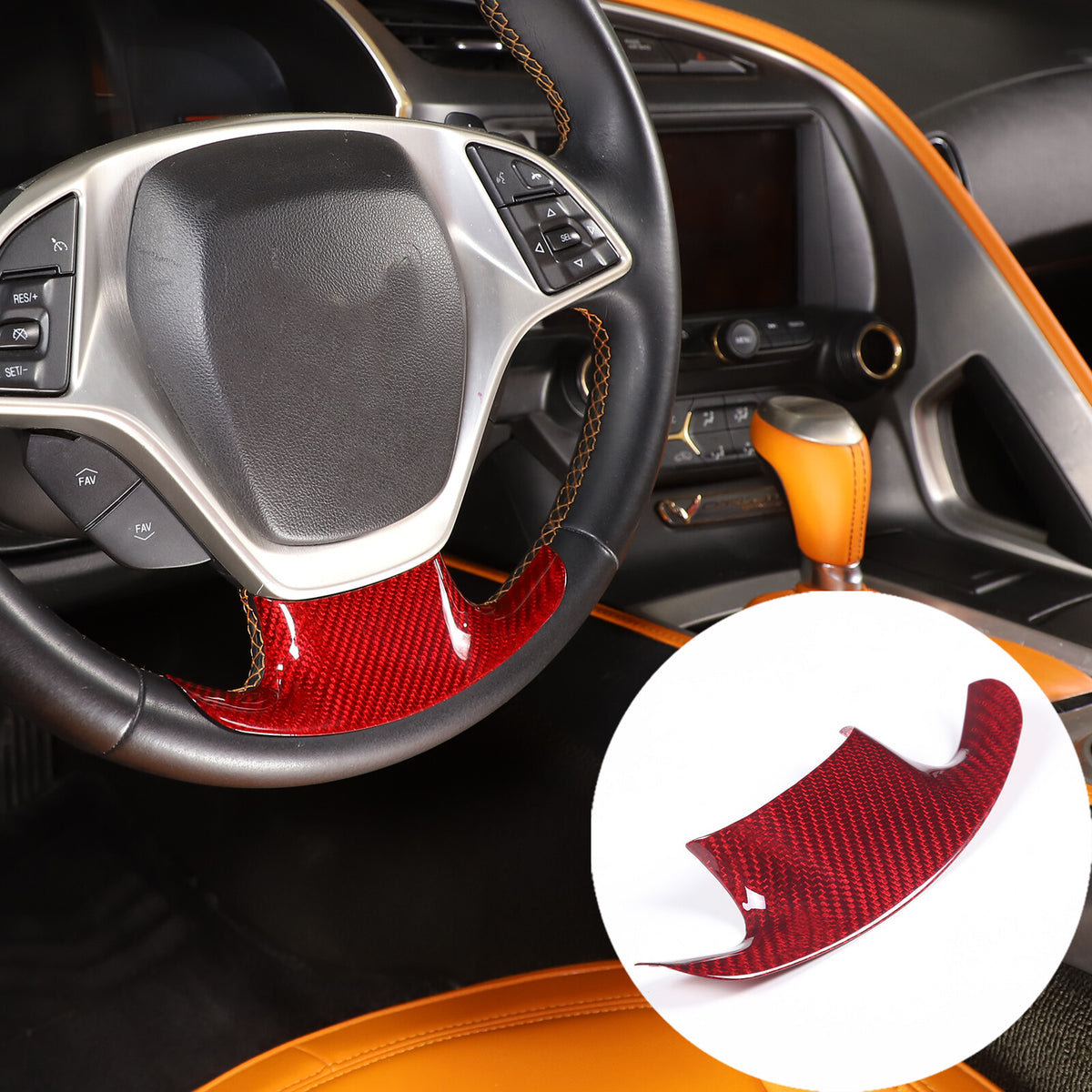 Red Real Carbon Fiber Interior Center Full Trim Set Kit For Corvette C7 2014-19 - Variants 6-10 9