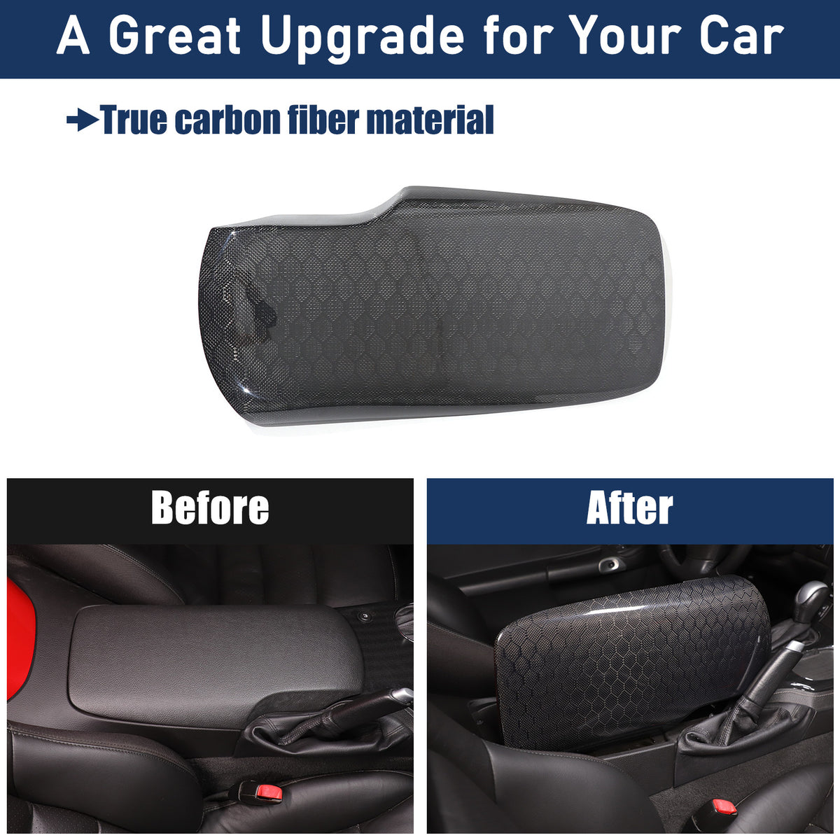 Honeycomb Carbon Fiber Center Console Armrest Box Cover For Corvette C6 2005-13 14