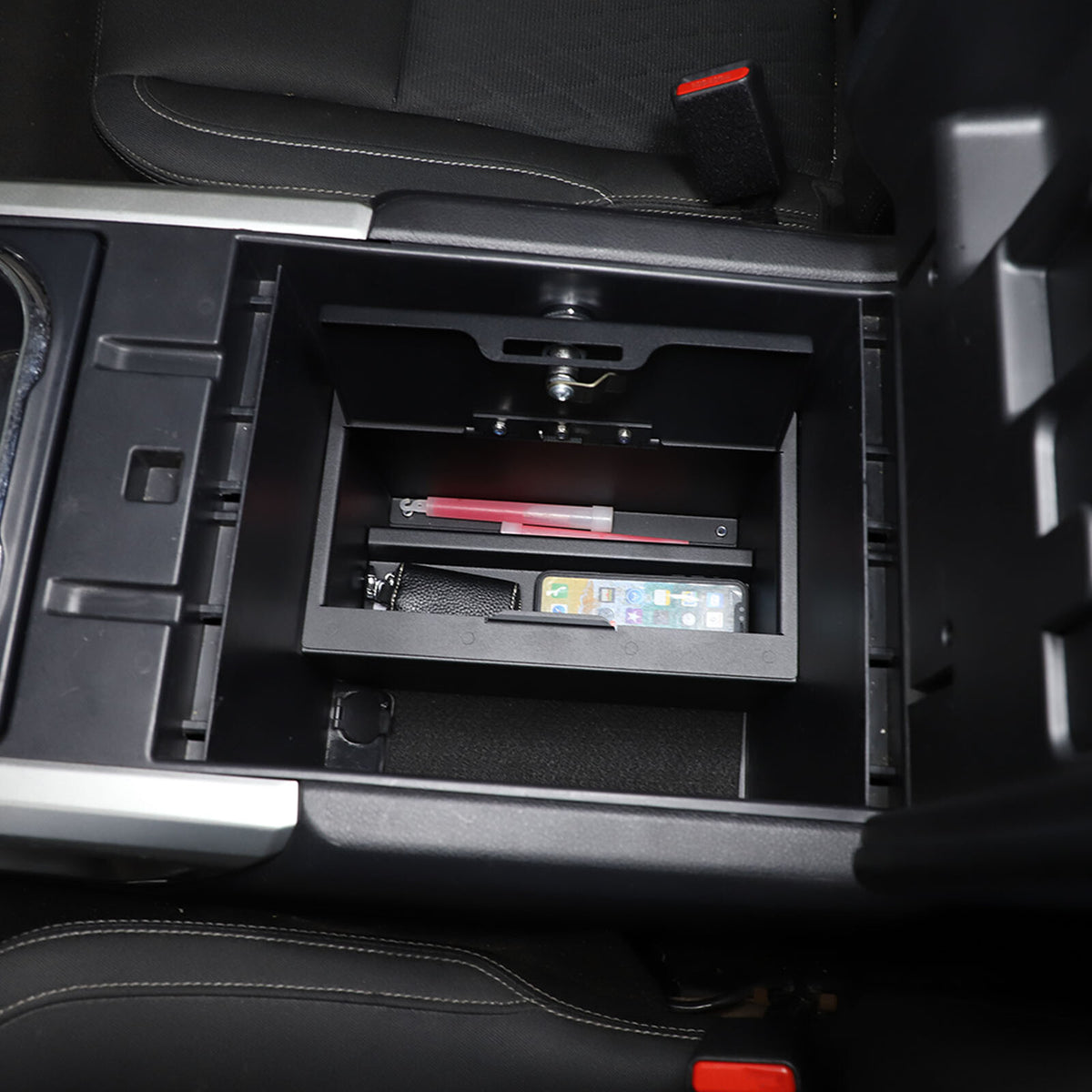 Center Console Safe GUN Storage Lock Box W/ TRAY For Nissan Titan 2016-23 14
