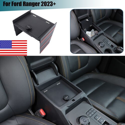 Center Console Safe GUN Armrest Storage Lock Box Tray For Ford Ranger T9 23+ US 1