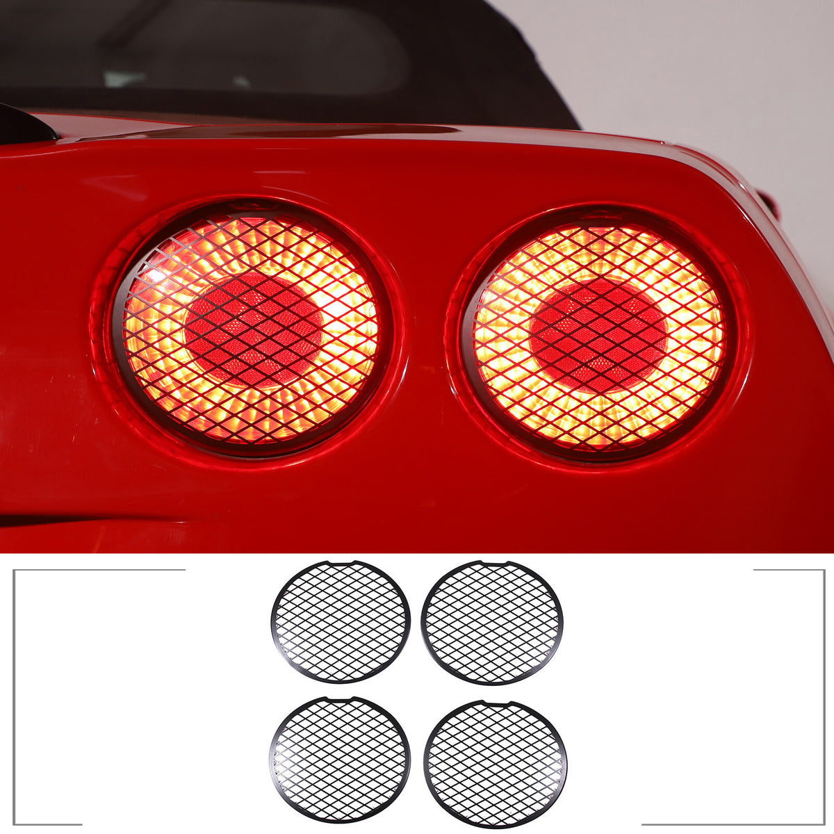 Silver Mesh Steel Rear Tail Light Grille Cover for Corvette C6 GS/Z0/ZR1 2005-13 6