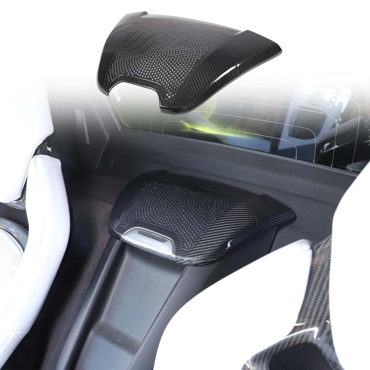 Real Carbon Fiber Rear Charger Speaker Cover Trim For Corvette C8 Convertible 21