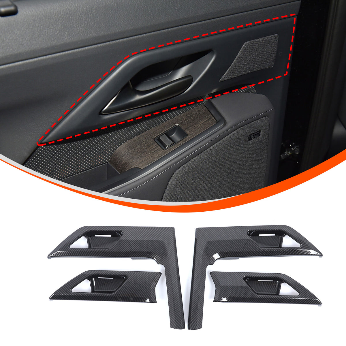 ABS Carbon Fiber Interior Door Bowl Panel Trim Cover For Lexus GX550 2025+ 2