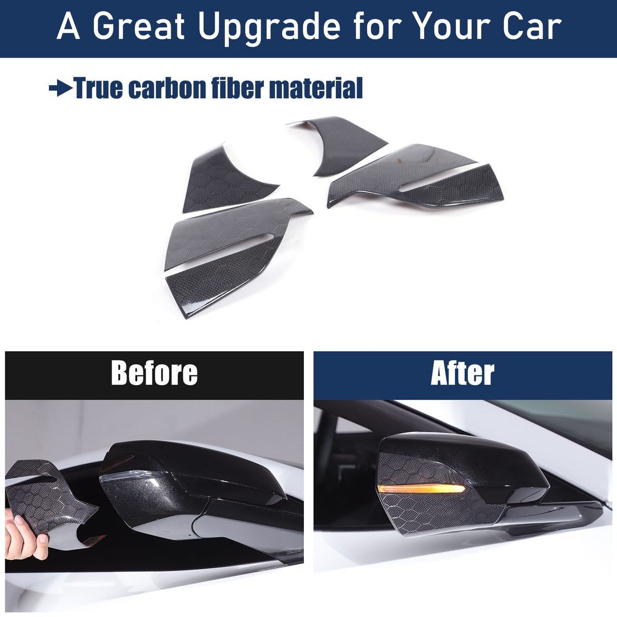 Honeycomb Carbon Fiber Rearview Mirror Base Cover Trim For Corvette C8 2020-2026 9
