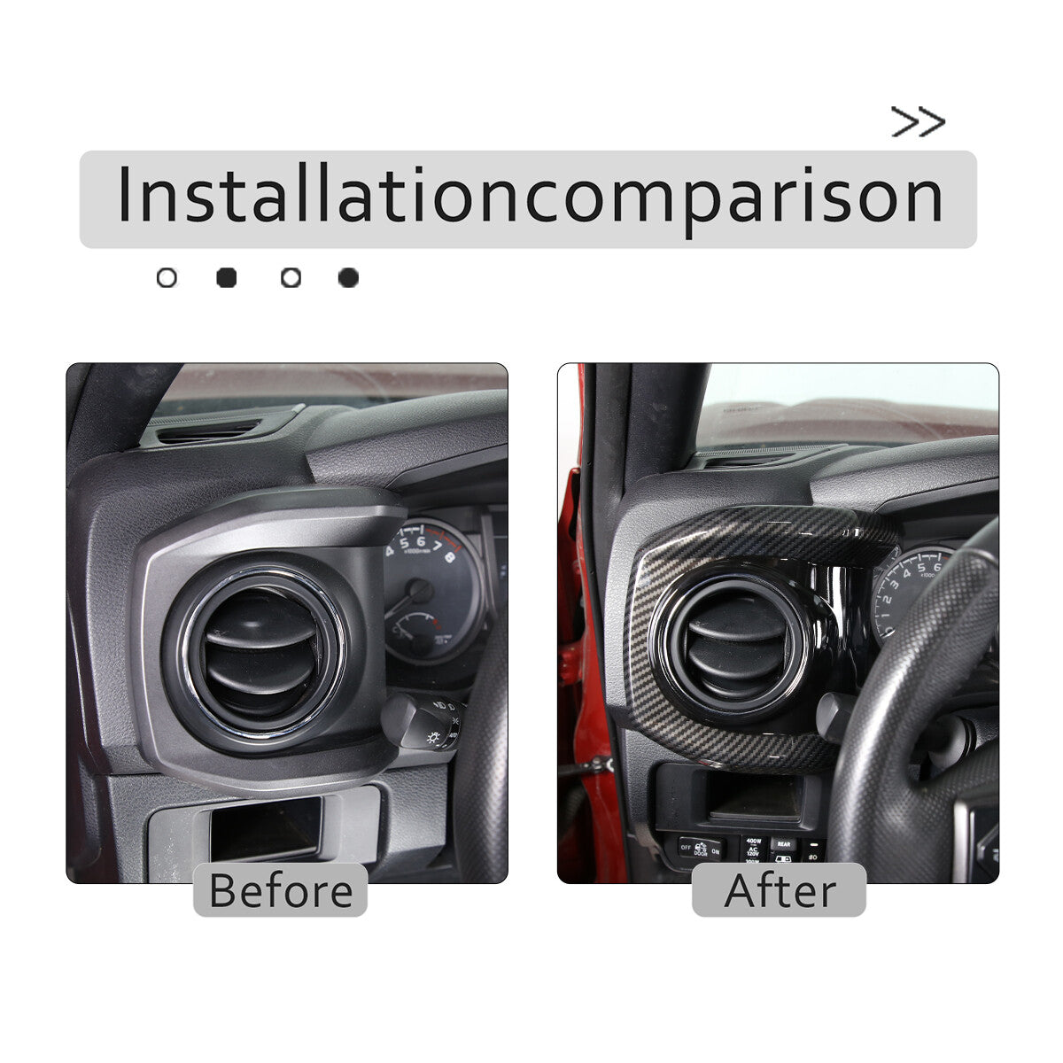 ABS Carbon Dashboard U Shape Air Vent Outlet Cover trim For Toyota Tacoma 16-23 13