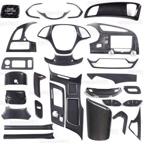 Real Dry Carbon Fiber Interior Center Full Trim Set Kit For Corvette C7 2014-19 19