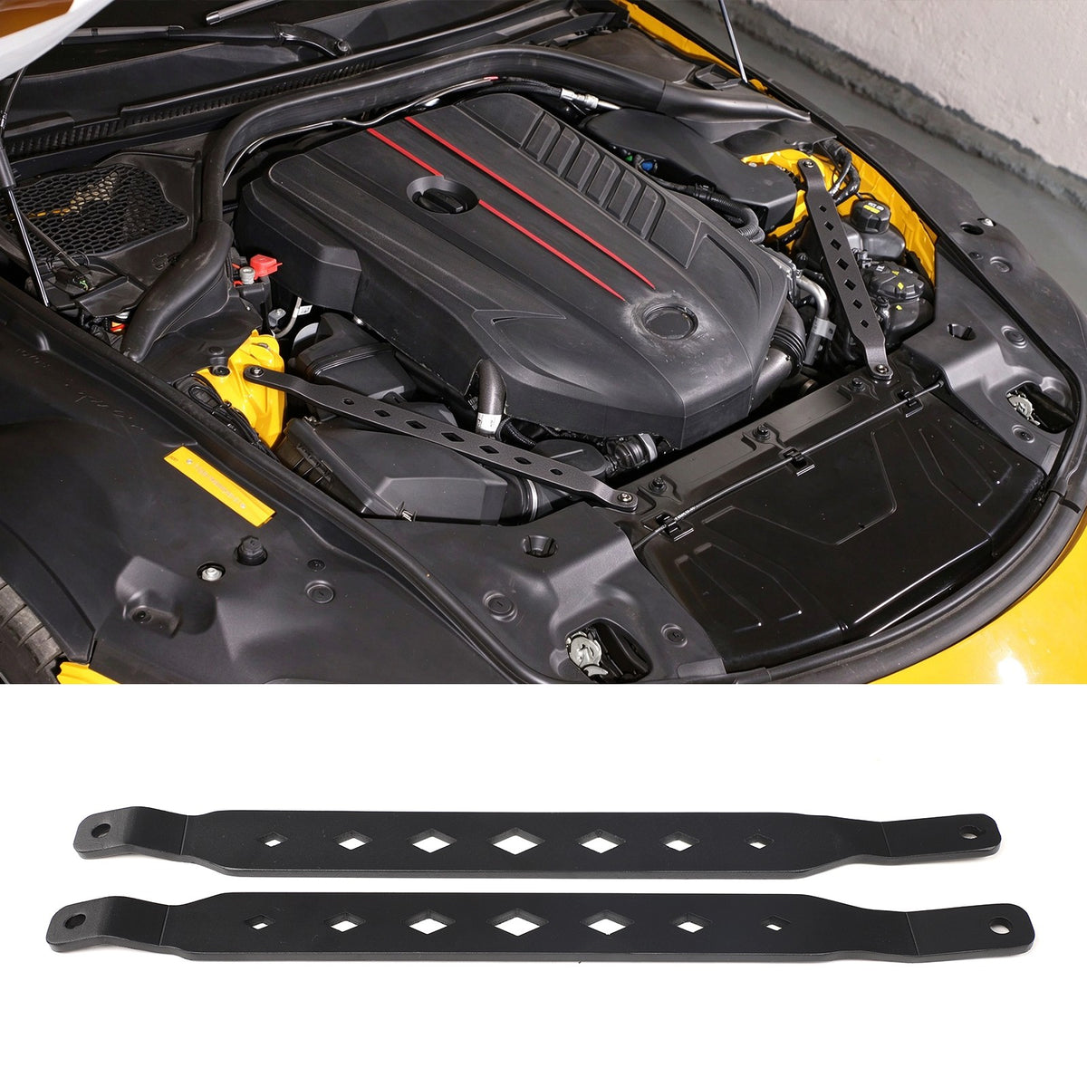 Black Aluminum Engine Bay Strut Tower Brace Trim For Toyota Supra A90 2019+ 1