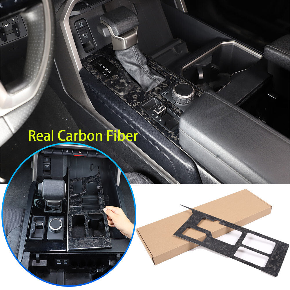 Forged Carbon Fiber Center Gear Shift Panel trim Cover for Toyota Tundra 2022-26 1