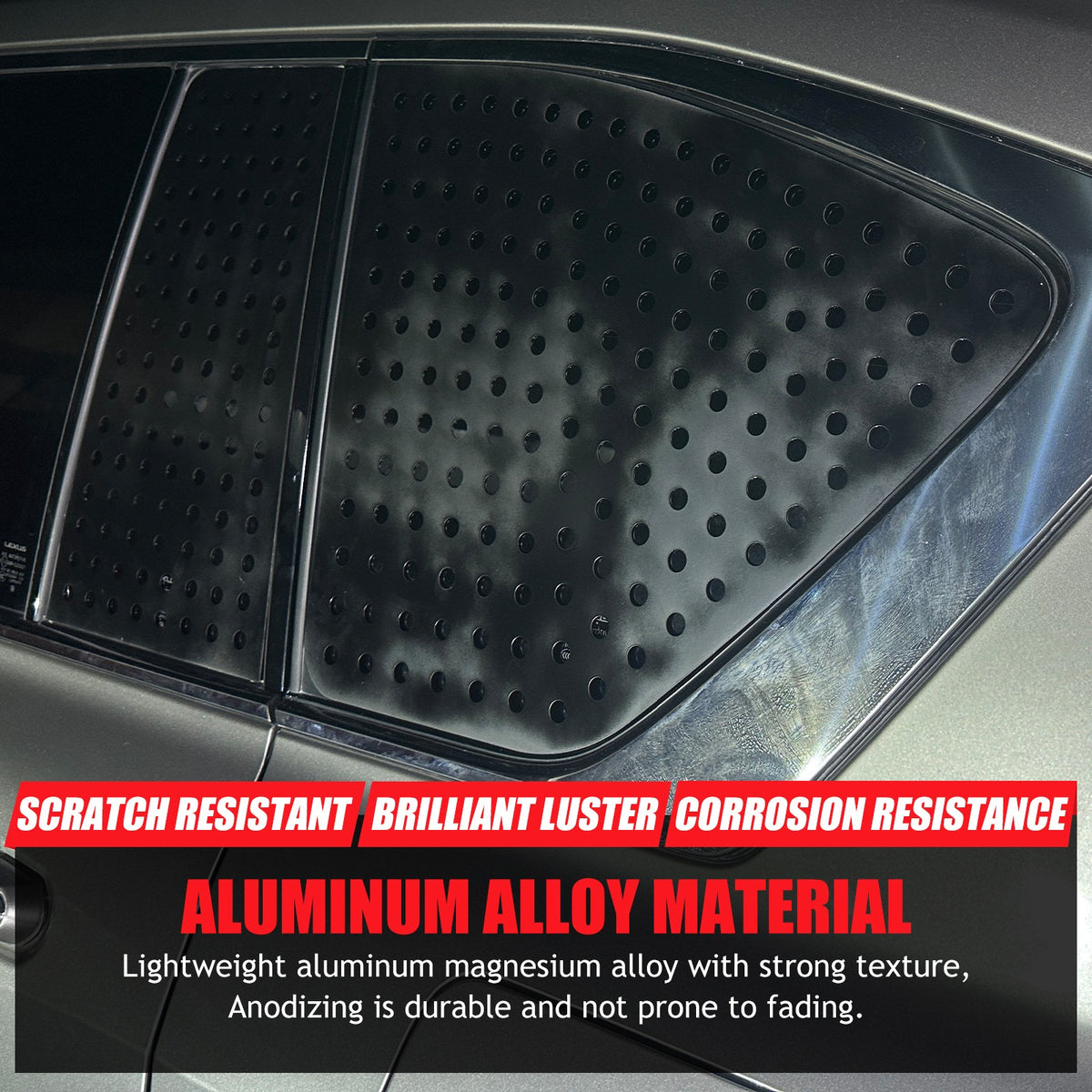 Black Aluminum Rear Triangular Window Honeycomb Panel Trim For Lexus LX J300 22+ 20
