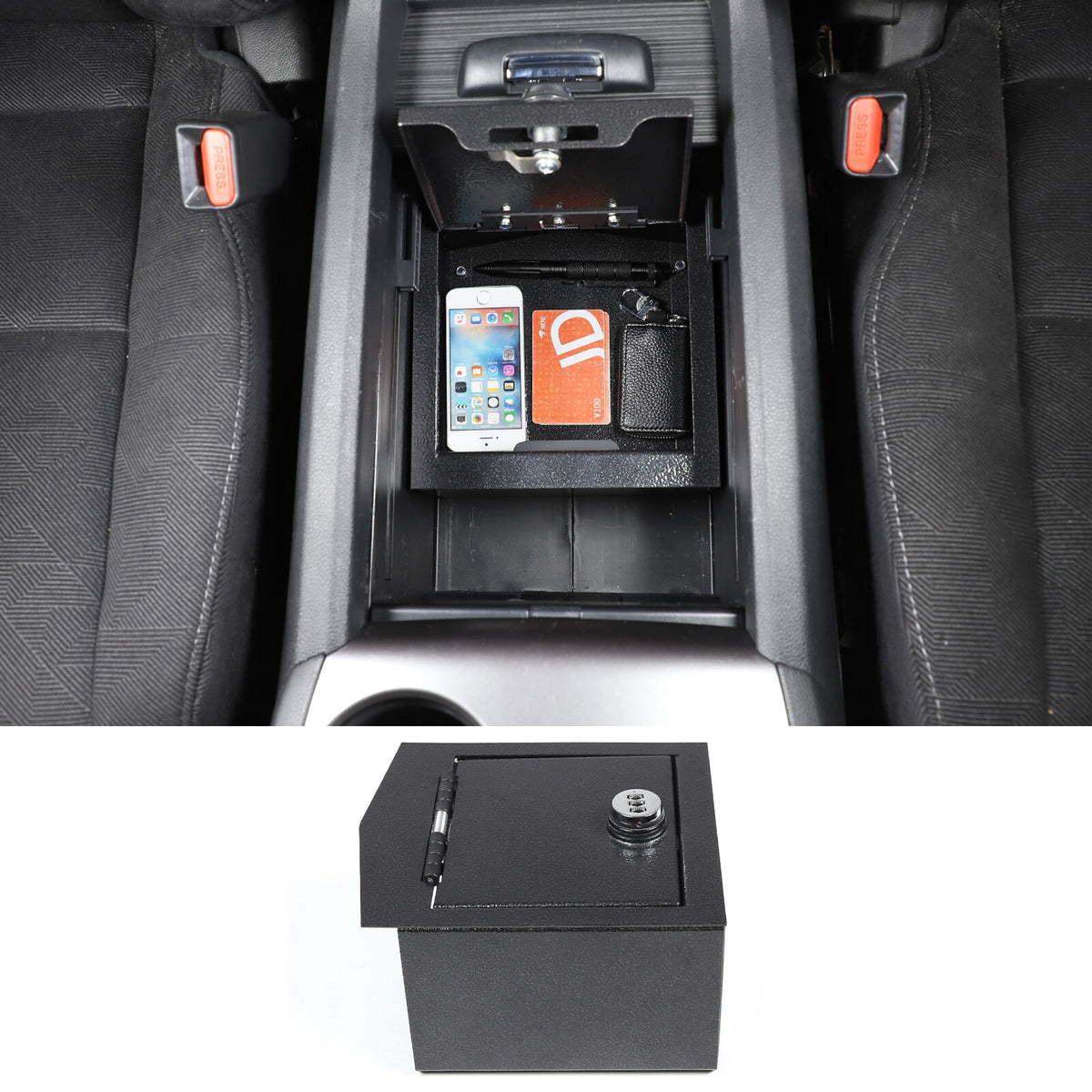 Center Console Safe Storage Box with Keys & Tray for Honda Pilot 2015-22 US 2