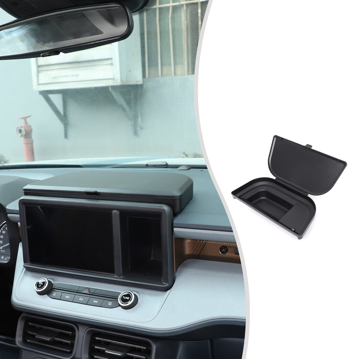 ABS Navigation Screen Rear Storage Box With Lid For Ford Maverick 2022+ US 12