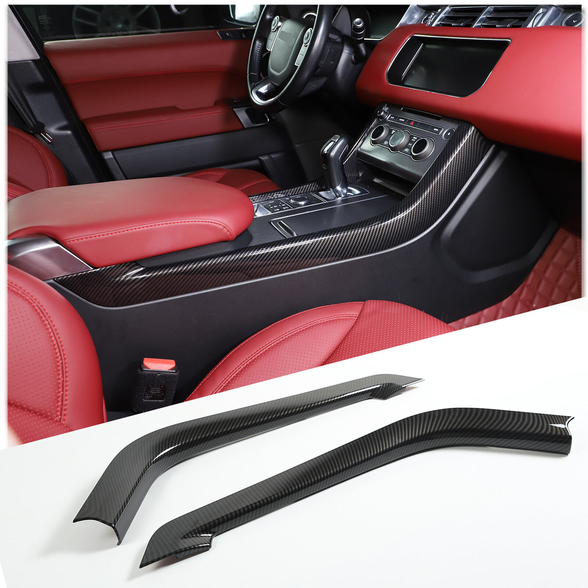 Carbon Fiber ABS Console Side Trim Strip Cover For Range Rover Sport 2014-2017 2